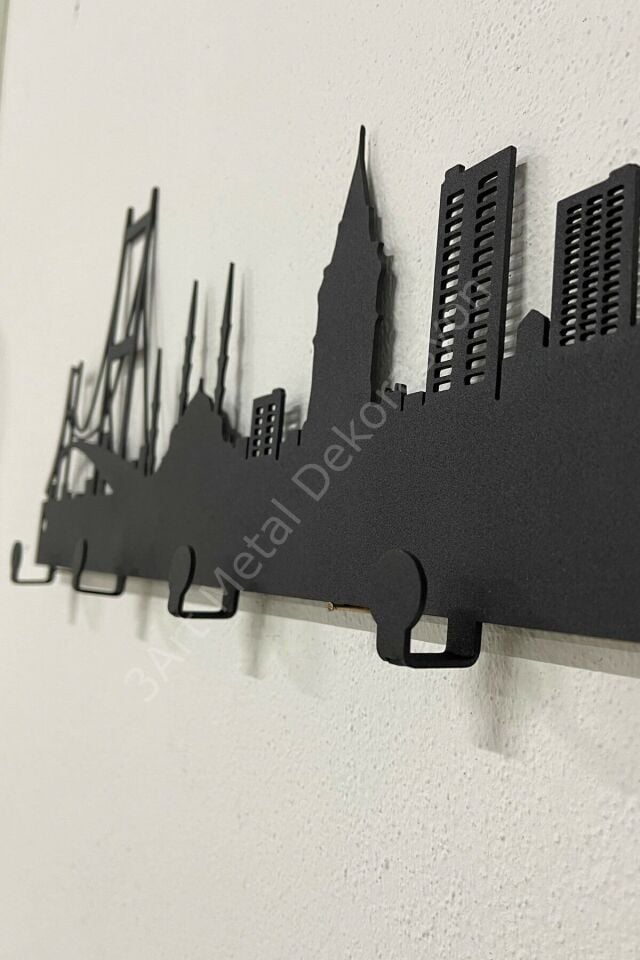 Pineapple Design Metal Duvar Askısı- Istanbul Silüet Askı Metal Portmanto