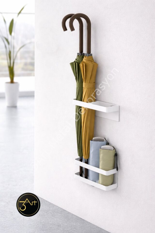 Dekoratif Metal Şemsiyelik - Duvara Monte Şemsiyelik-metal Raf