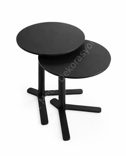 2’li Yuvarlak Yan Sehpa Seti – Modern Orta & Zigon Sehpa - Salon, Ofis, Balkon