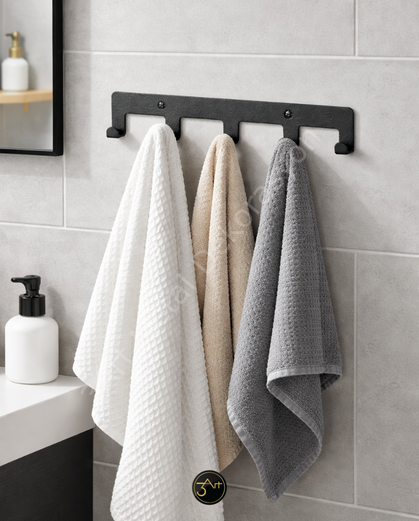 Demir Banyo Askısı - Duvara Monte Havlu Ve Elbise Askısı 5 Kancalı