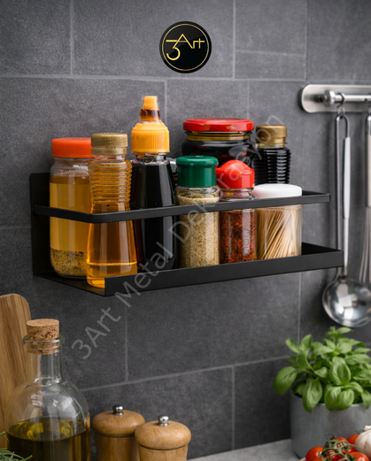 Metal Mutfak Rafı – Duvara Monte Baharatlık & Sosluk Raf Organizer