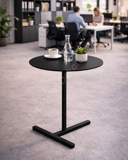 Modern Yan Sehpa – Yuvarlak Tablalı Minimal Tasarım, Metal Sehpa