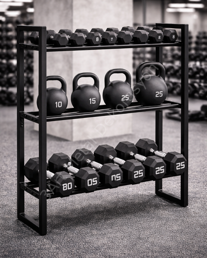 Spor Salonu Ağırlık Rafı - Dumbbell, Kettlebell ve Halter Standı