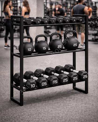 Spor Salonu Ağırlık Rafı - Dumbbell, Kettlebell ve Halter Standı