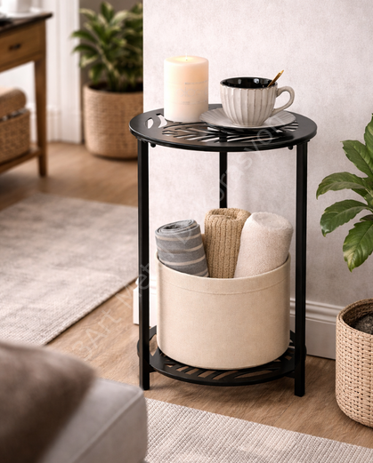 Dekoratif Yan Sehpa  Modern Komodin,  Alt Raflı Şık Tasarım