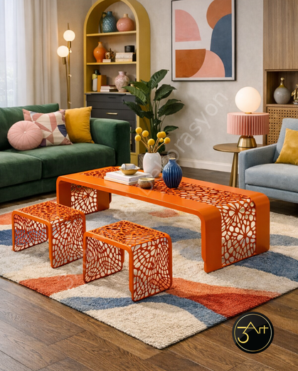 Dekoratif Orta Sehpa Seti –  Zigon Sehpa -  Tasarım Orta Sehpa