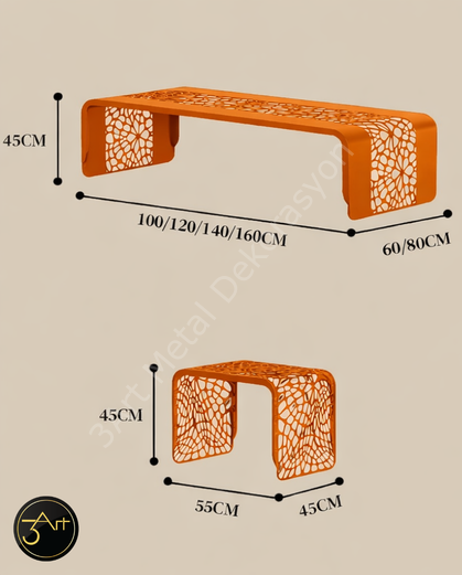 Dekoratif Orta Sehpa Seti –  Zigon Sehpa -  Tasarım Orta Sehpa