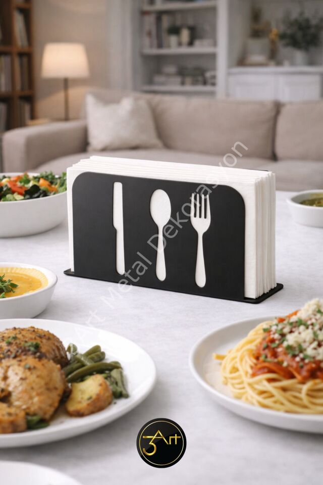 Dekoratif Peçetelik - Modern Masa Peçete Tutucu - Mutfak & Yemek Masası İçin Şık Tasarım