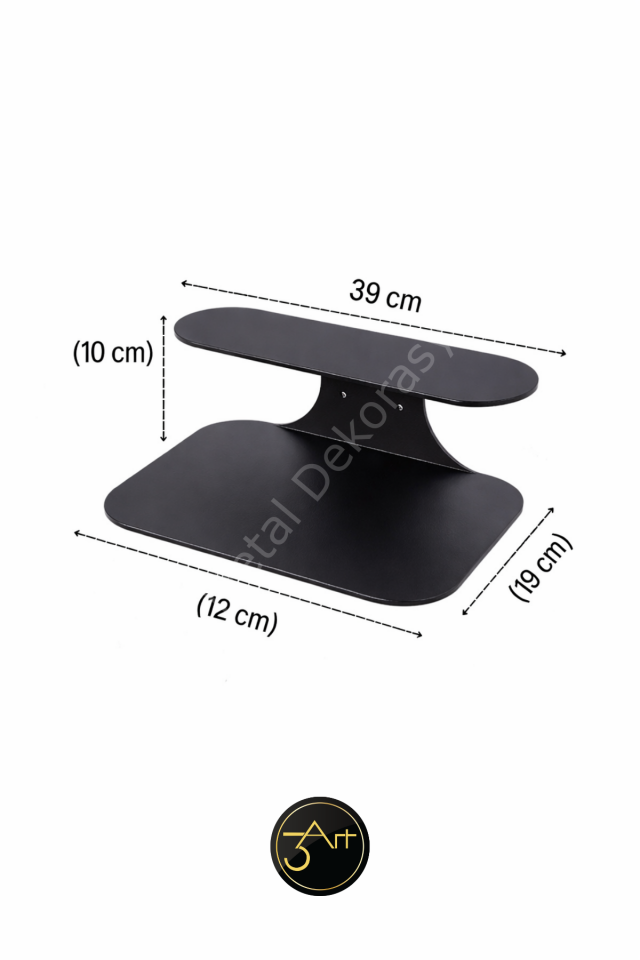 Raf & Komodin - Modern Siyah Duvar Rafı - Telefon, Kitap ve Dekoratif Raf