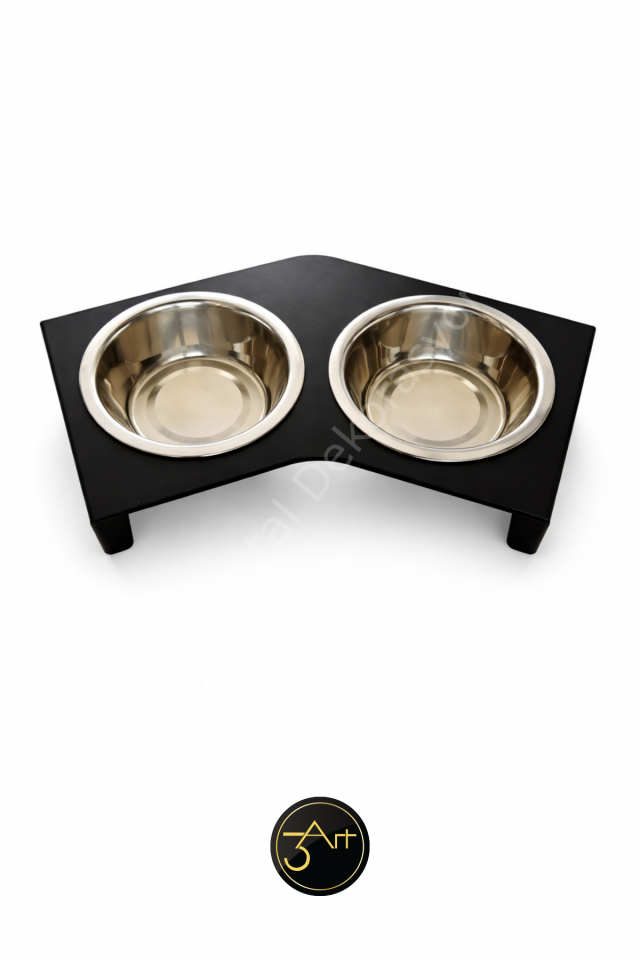 Köpek Mama ve Su Kabı - Çelik Çift Kap - Kaymaz Ergonomik Mama Standı
