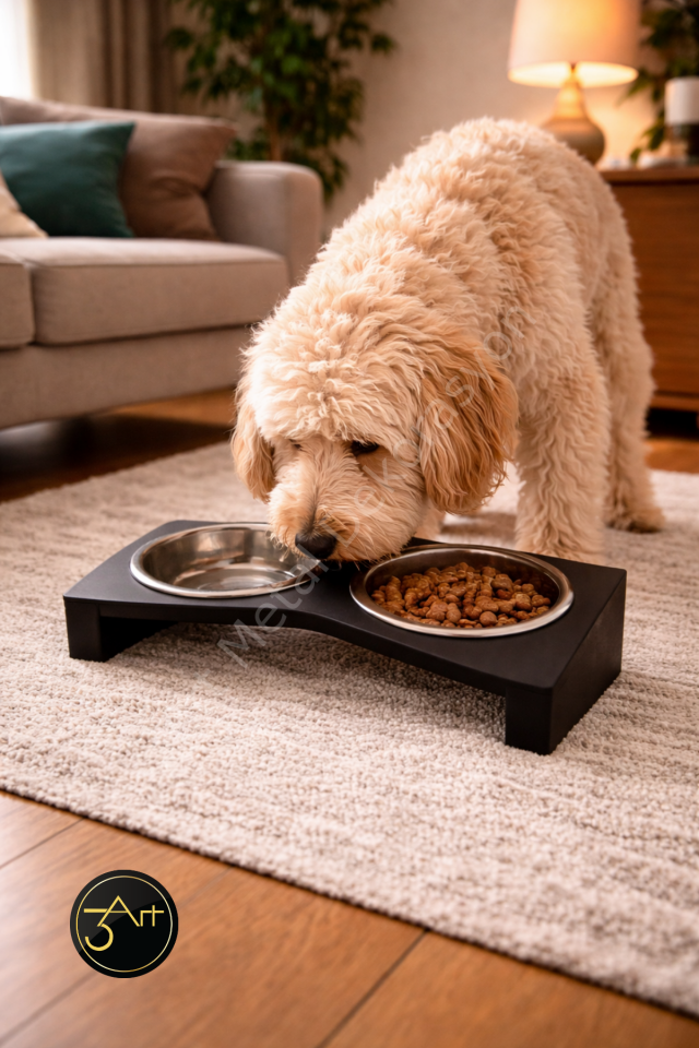 Köpek Mama ve Su Kabı - Çelik Çift Kap - Kaymaz Ergonomik Mama Standı