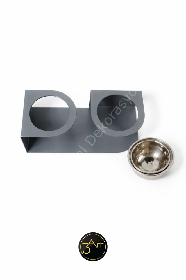 Yükseltilmiş Köpek Mama ve Su Kabı Standı - Kaymaz Çelik Mama Kabı