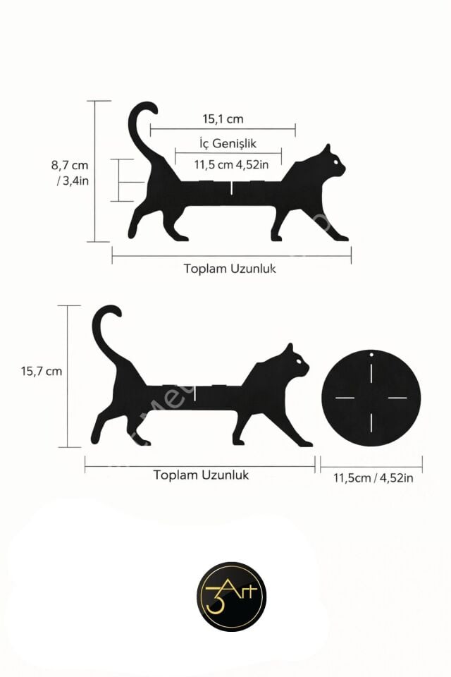 Dekoratif Kedi Figürlü Saksı Standı - Bitki & Sukulent Standı - Modern Ev Dekoru