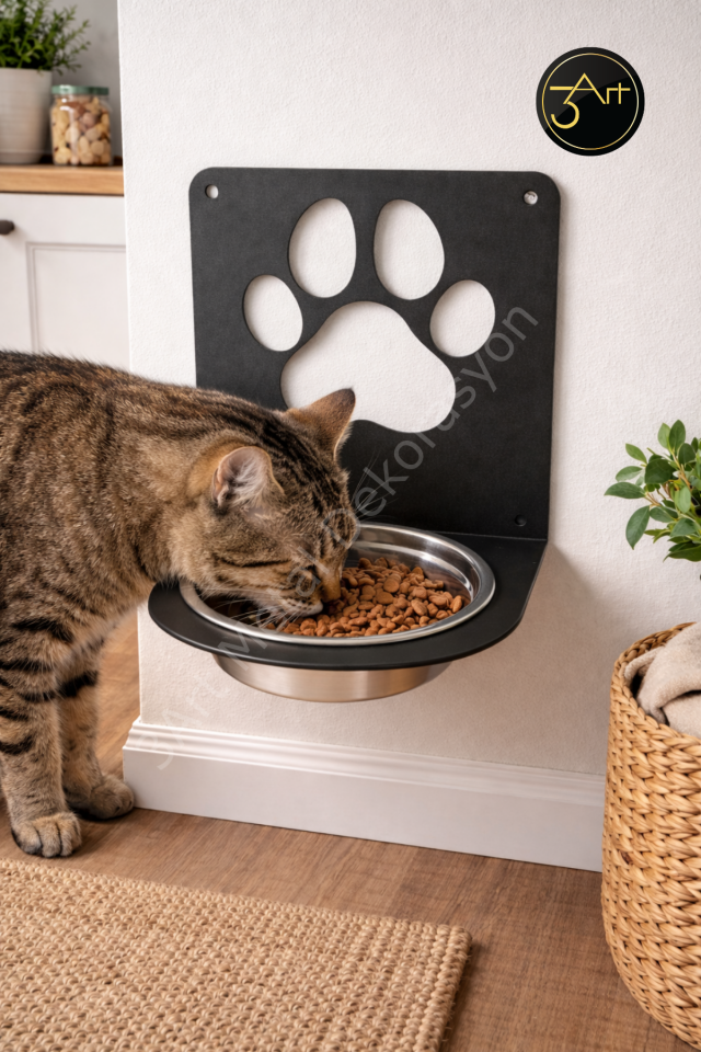 Duvara Monte Köpek Mama Kabı – Mama & Su Kabı , Yerden Tasarruf Sağlayan Askılı Sistem