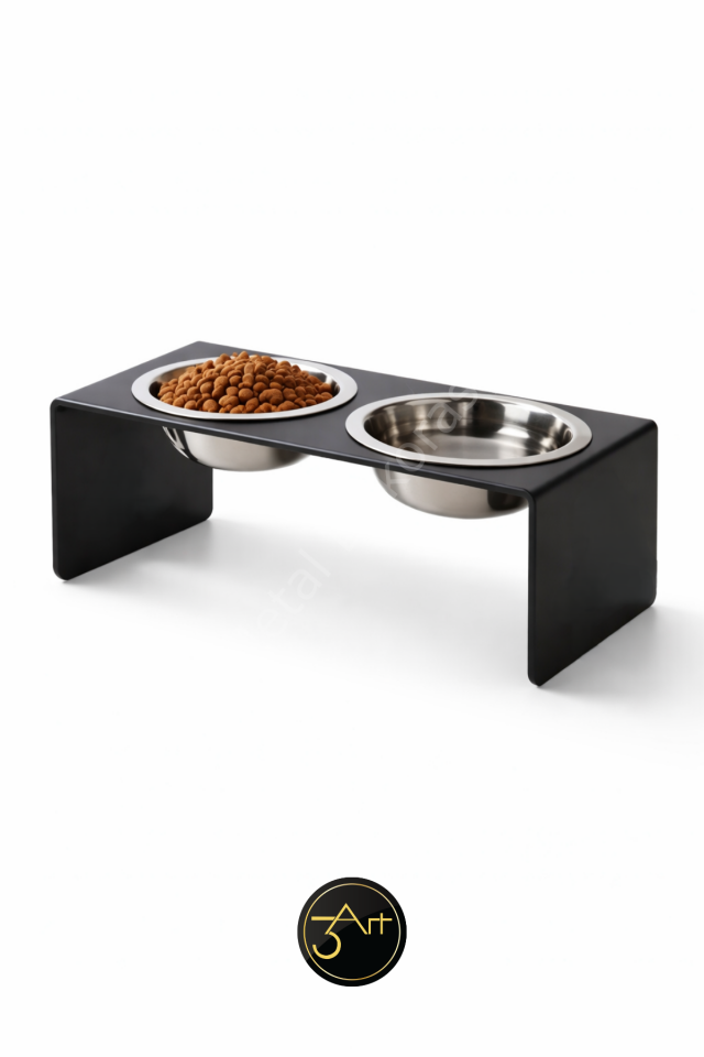 Yükseltilmiş Köpek Mama Kabı Standı – Çift Hazneli Çelik Mama & Su Kabı