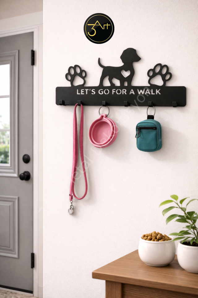 Metal Köpek Tasmalı Duvar Askılığı – Köpek Tasması & Aksesuar Organizeri