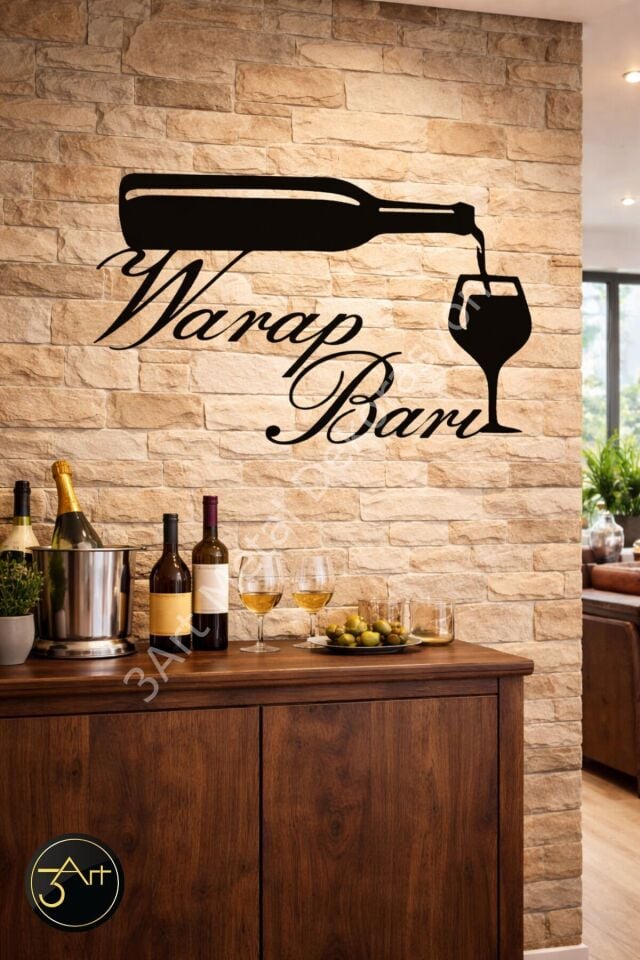 Şarap Barı Tablo - Wine & Bar Duvar Dekoru- Mutfak ve Salon Tablosu