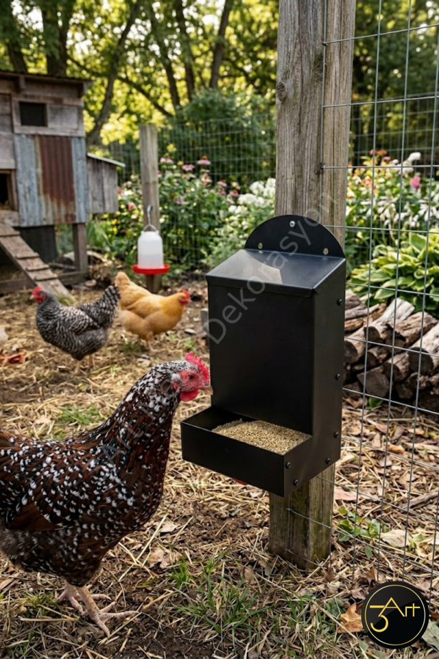 Tavuk Yemliği – Duvara Monte Tavuk Yemlik Kabı - Pratik Tavuk Besleme Ünitesi