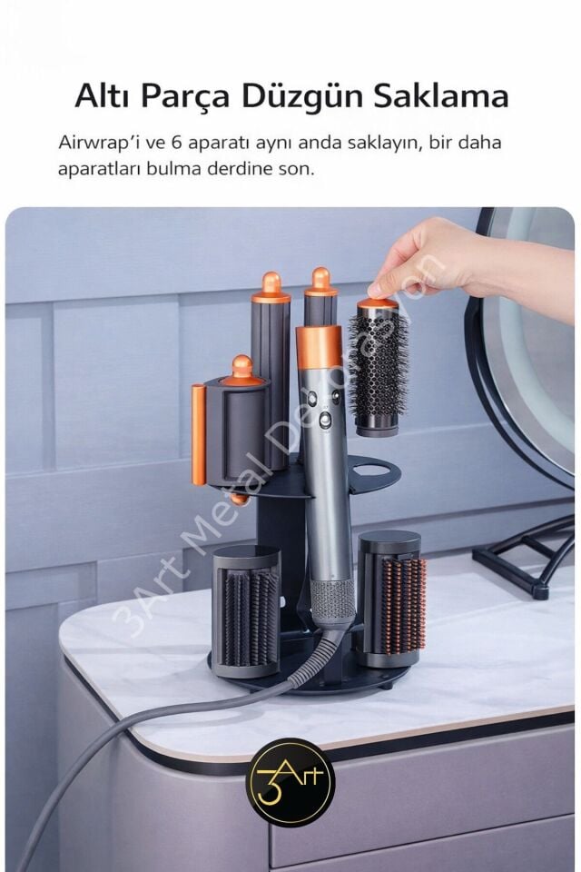 Airwrap dyso_n Masa Üstü Metal Saç Aletleri Organizer - Fön Maşa Tarak Düzenleyici - Şık Tasarım