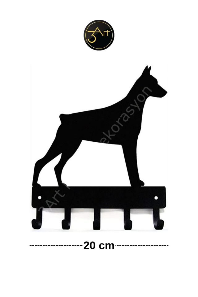 Doberman Figürlü Anahtarlık Askısı – Anahtar ve Tasma Düzenleyici