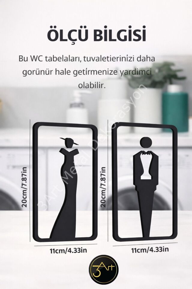 WC Tabelası Seti – & Erkek Figürlü Duvar Tablosu Modern Tuvalet Kapı Dekoru
