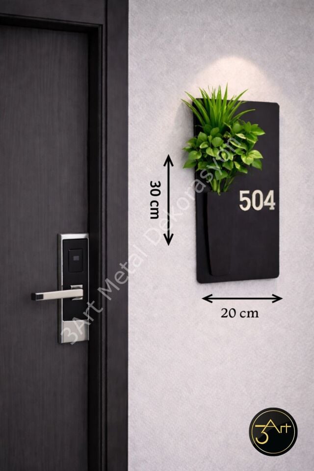 Modern Siyah Metal Kapı Numaralığı - İsimli & Özel Tasarım Apartman Kapı Tabelası
