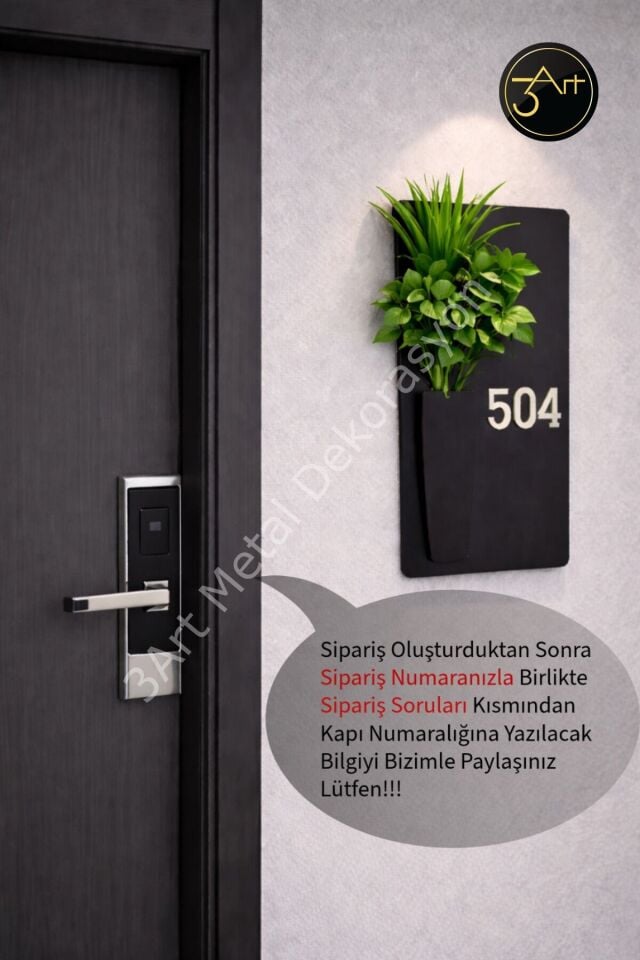 Modern Siyah Metal Kapı Numaralığı - İsimli & Özel Tasarım Apartman Kapı Tabelası