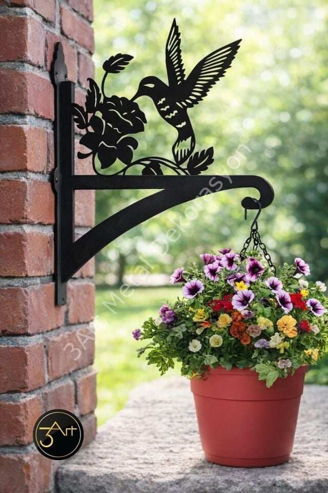 Metal Saksı Askılığı - Duvar Tipi Dekoratif Çiçek Askısı
