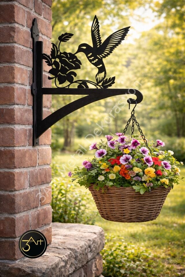 Metal Saksı Askılığı - Duvar Tipi Dekoratif Çiçek Askısı
