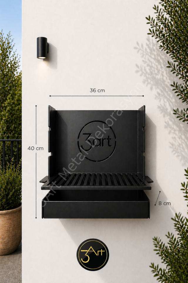Duvara Monte Katlanır Mangal - Açılır Kapanır Balkon & Bahçe Mangalı, Yer Kaplamayan Pratik BBQ Izgara