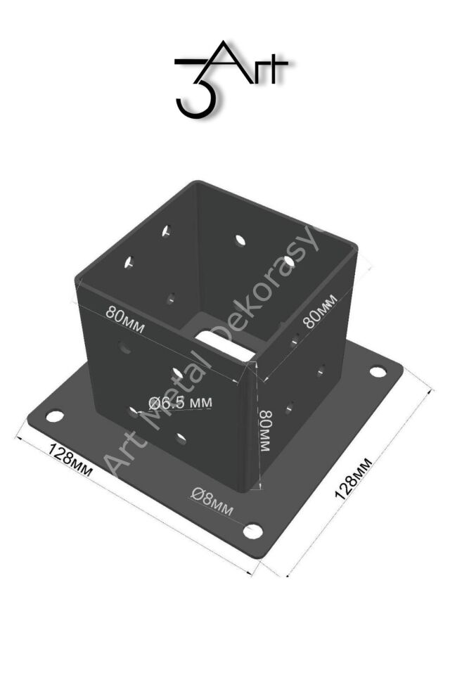 Kare Direk Bağlantı Ayağı - Montaj Braket - Ahşap ve Metal Direkler İçin Zemin Bağlantı Aparatı