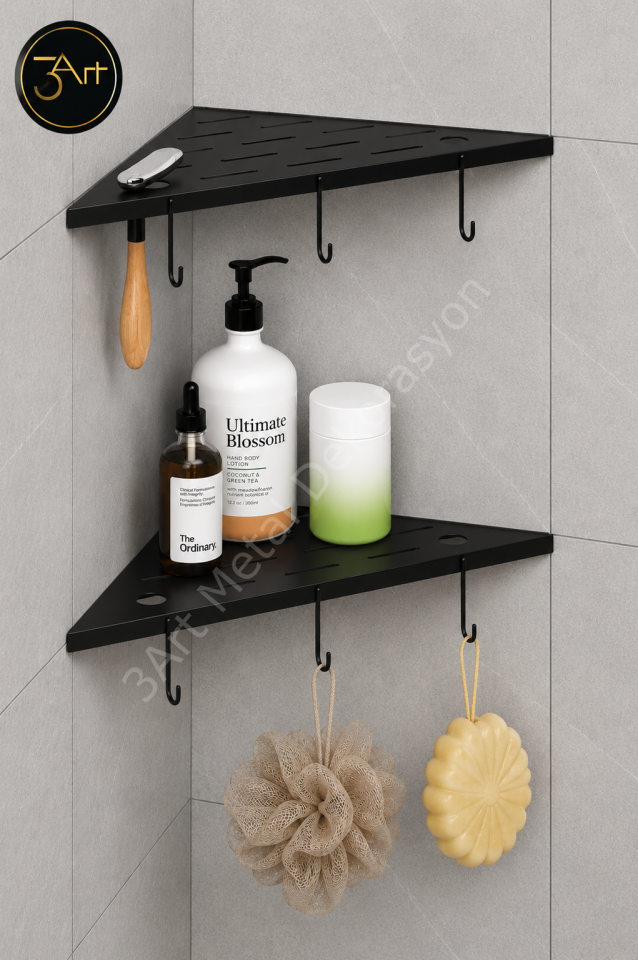 Duşakabin Köşe Rafı 2’li Set – Banyo Düzenleyici Şampuanlık