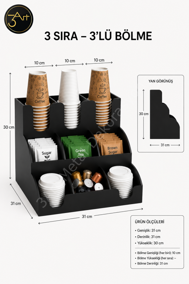 Kahve İstasyonu Organizeri - Bardaklık, Kahve Düzenleyici Coffee Station Organizer- Kapsül, Şeker Karıştırıcı Standı