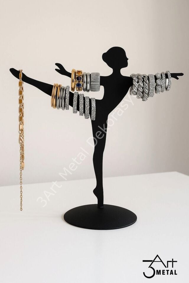 Metal Balerin Takı Askısı - Yüzük, Bileklik, Kolye Düzenleyici | Şık Masa Üstü Takı Organizeri