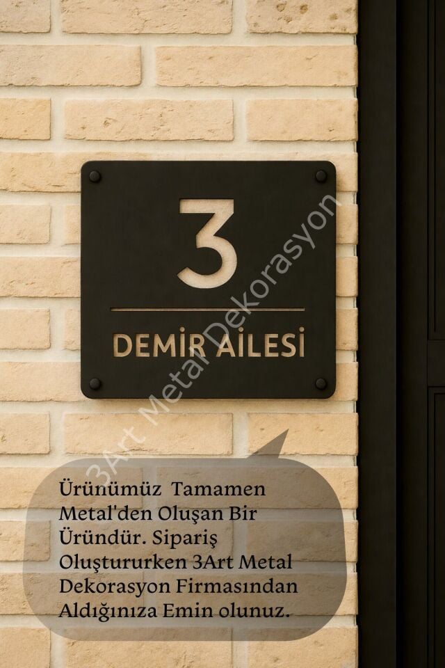 Kişiye Özel Şık Modern Kapı Numarası Tabelası