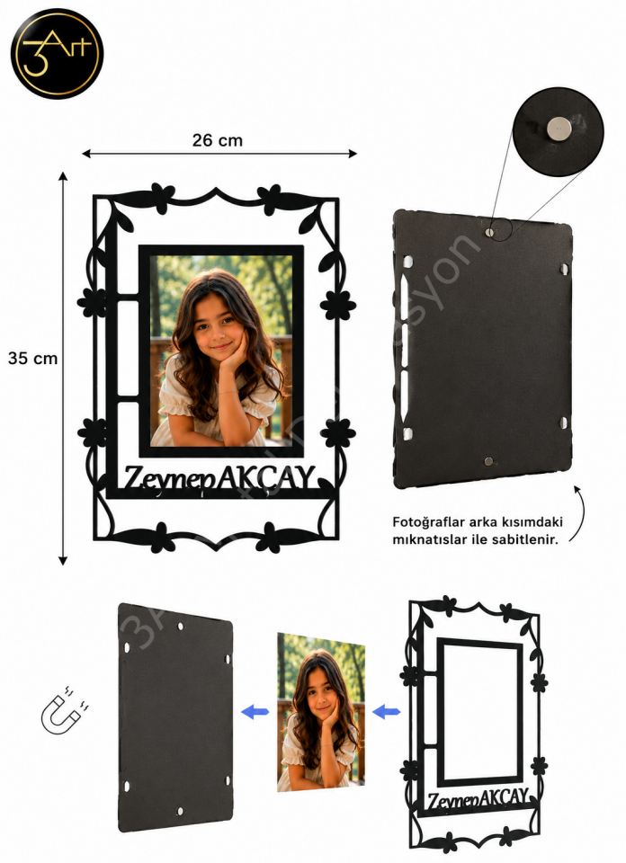 Kişiye Özel Metal Fotoğraf Çerçevesi - İsimli Duvar Dekoru