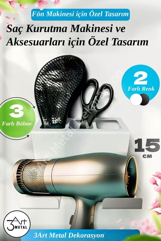 Metal Fön Makinesi ve Aparat Standı - Kuaför & Ev Kullanımı
