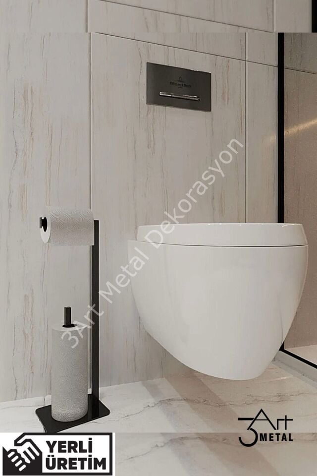 Modern Ayaklı Tuvalet Kağıtlığı ve Banyo Havlu Askısı - Kağıt Havlu Askısı - Peçetellik