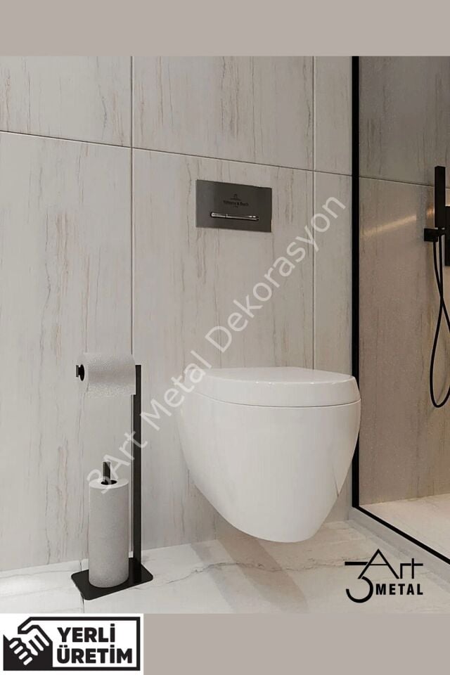 Modern Ayaklı Tuvalet Kağıtlığı ve Banyo Havlu Askısı - Kağıt Havlu Askısı - Peçetellik