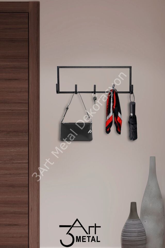 Dekoratif Demir Duvar Askısı - Metal Askılık - Elbise Askısı - Banyo Aksısı - Mutfak Askısı