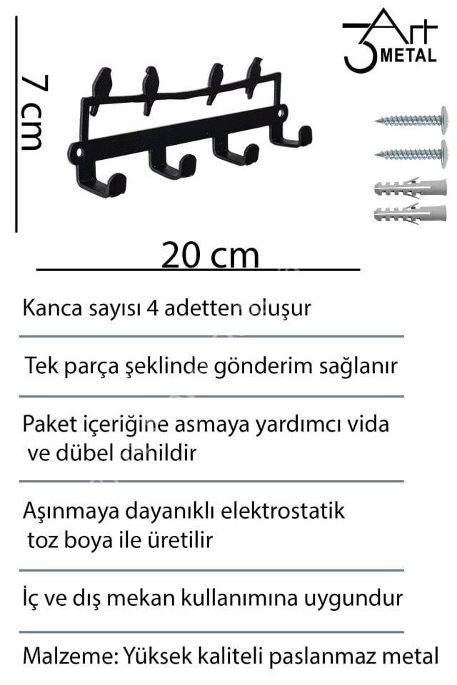 Kuş Motifli Dekoratif Anahtar Askısı - Askılık - Askı - Anahtarlık - Banyo Askısı