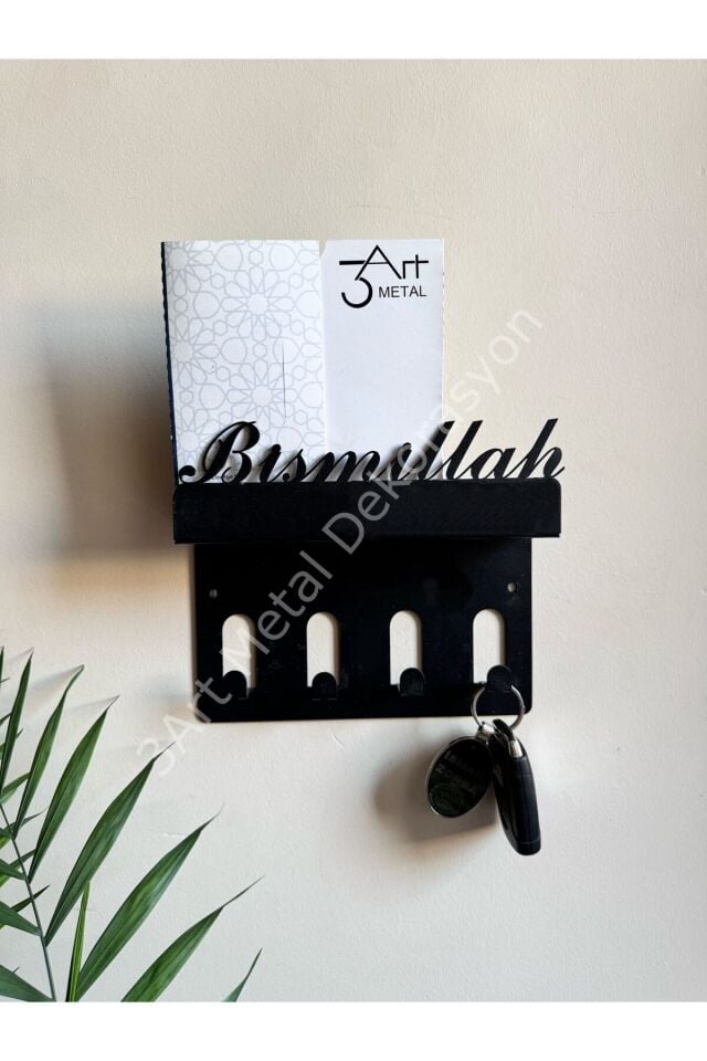 Bismillah Yazılı Anahtarlık - Metal Anahtarlık - Duvar Rafı - İslami Tablo