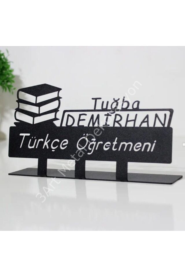 Kişiye Özel Metal Öğretmen Masaüstü İsimlik
