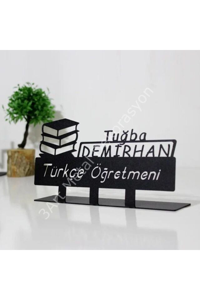 Kişiye Özel Metal Öğretmen Masaüstü İsimlik