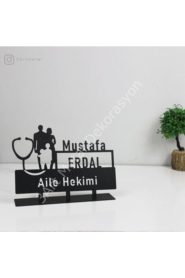 Aile Hekimi Metal Masaüstü Siyah İsimlik