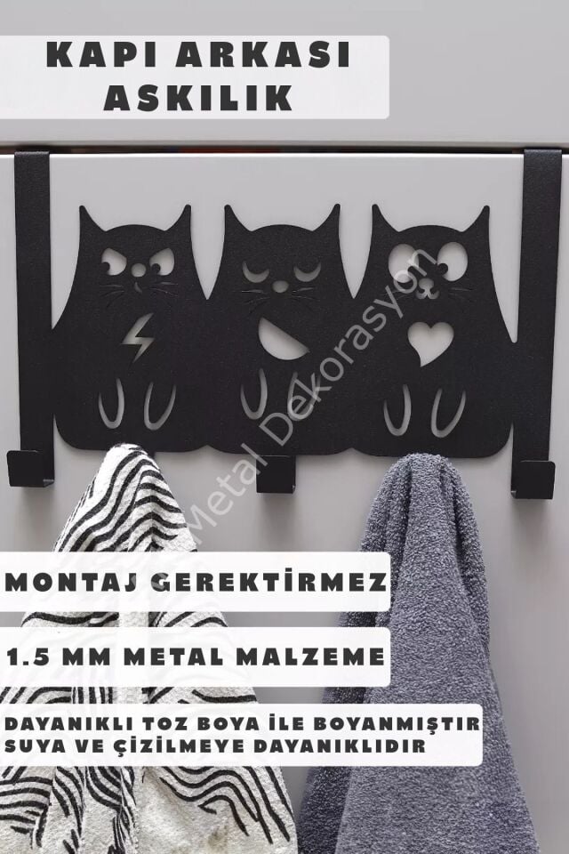 Metal Amerikan Kapı Arkası Askılık - Dekoratif Demir Banyo Askısı