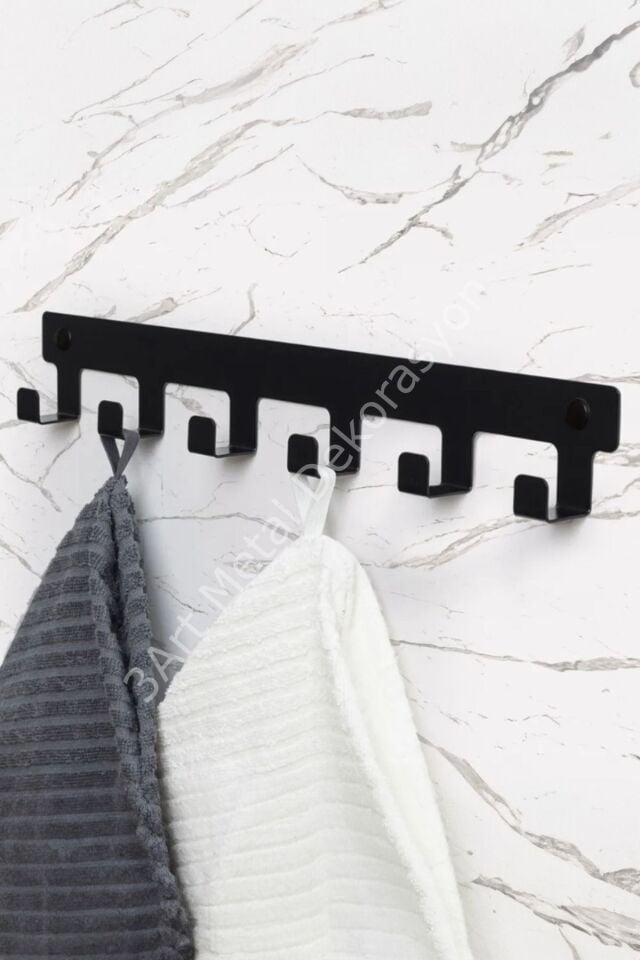 Demir Banyo Askısı - Duvara Monte Havlu Ve Elbise Askısı 6 Kancalı