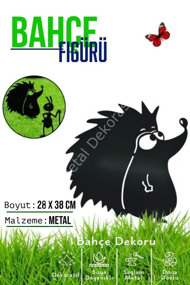Dekoratif Metal Bahçe Süsü - Bahçe Dekorasyonu - Saksı Üstüne Heykel Figürü
