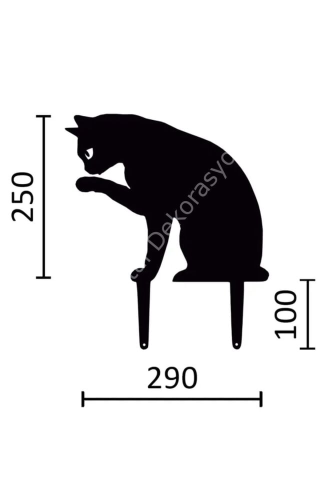 Dekoratif Metal Bahçe Süsü - Bahçe Dekorasyonu Dekor Kedi - Saksı Üstüne Heykel Figürü