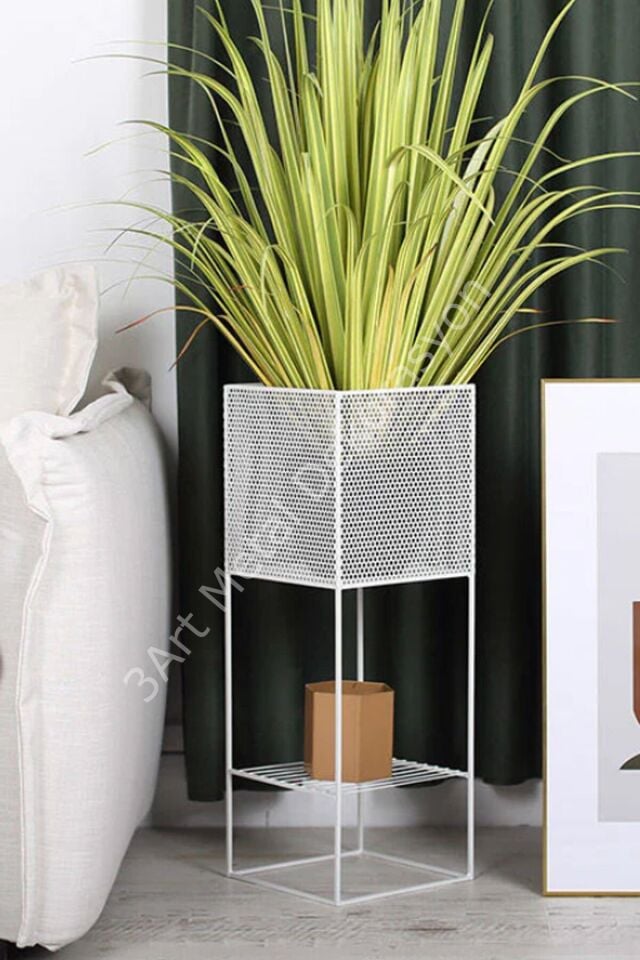 Dekoratif Metal Saksılık 2'li Set Ayaklı Saksılık Saksı Standı Metal Stand